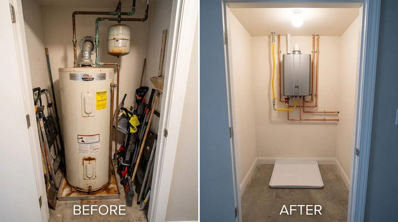 Tank water heater versus wall-mounted tankless unit comparison for Huron, SD homeowners